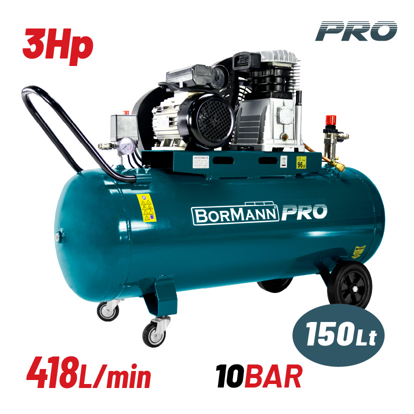 BORMANN Pro BAT5070 Αεροσυμπιεστής Ιμάντα,3Hp,150L,418L/min