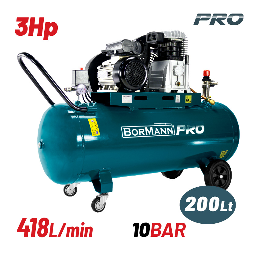 BORMANN Pro BAT5090 Αεροσυμπιεστής Ιμάντα 3Hp,200L,418L/Min