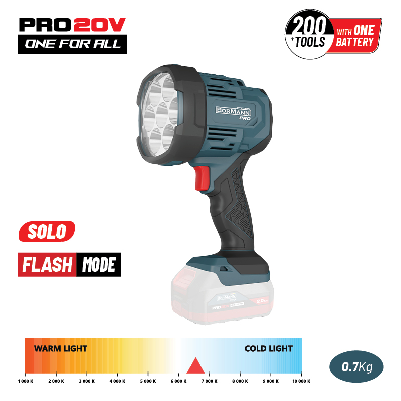 BORMANN Pro BBP3905 Φακός Προβολέας Μπαταρίας 20V, 1000/2500Lm, SOLO