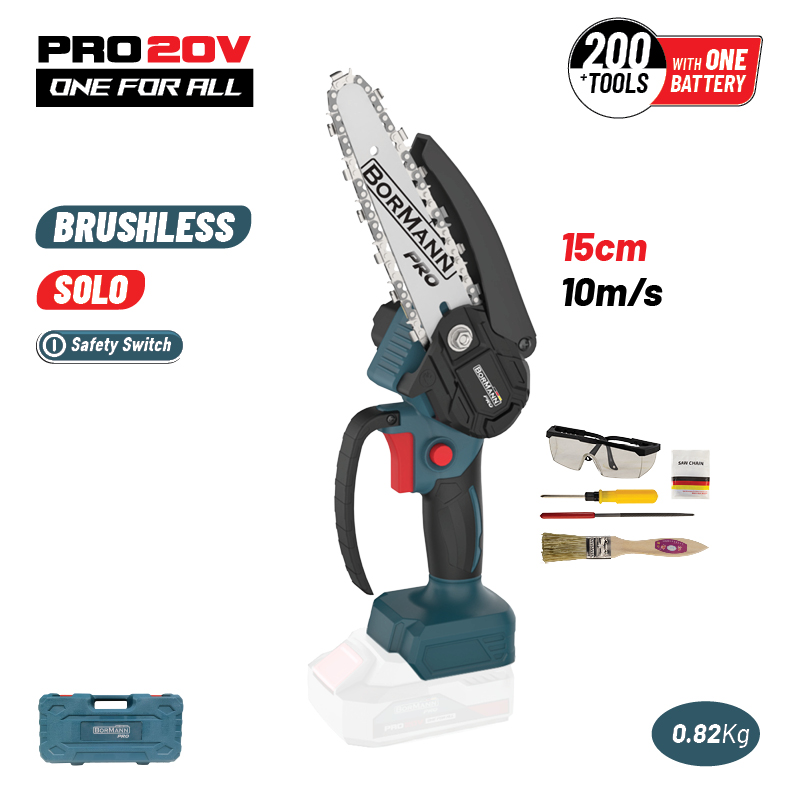 BORMANN Pro BBP3916C Κλαδ Αλυσοπρίονο Μπαταρίας 20V,Brushless, Λάμα 15cm, 825gr,1/4"1.1mm 37οδ.11m/s