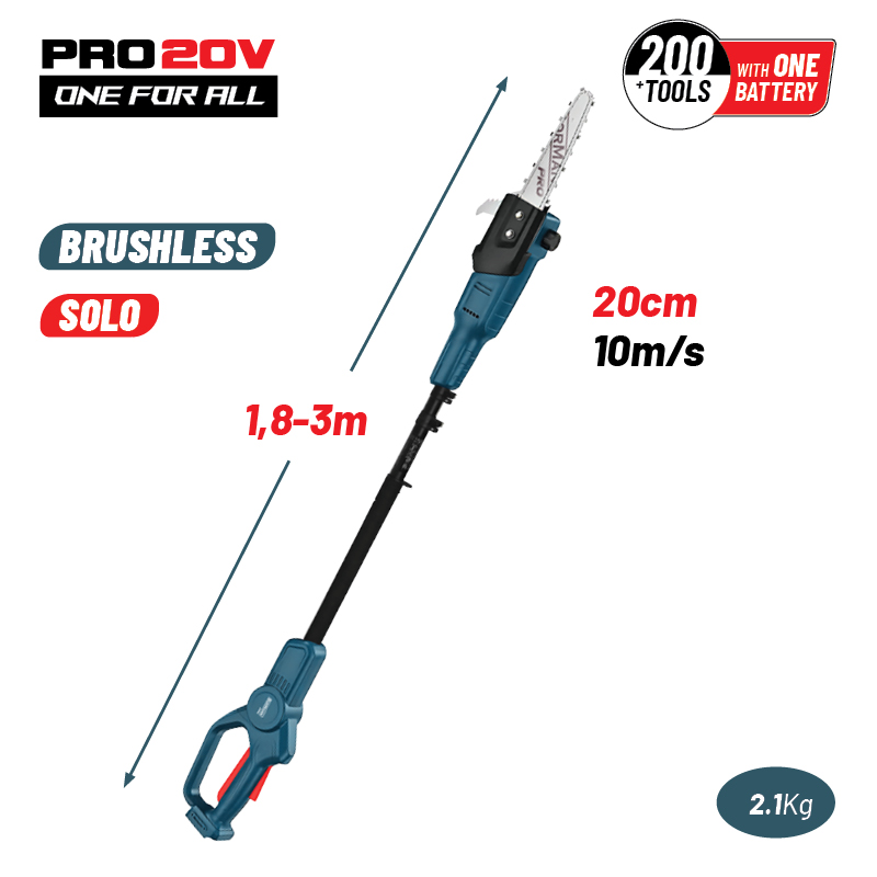 BORMANN Pro BBP4220 Τηλεσκοπικό Κονταροπρίονο Μπαταρίας 20V,Λάμα 20cm,Αυτόματη Λίπανση,Βαλίτσα, SOLO