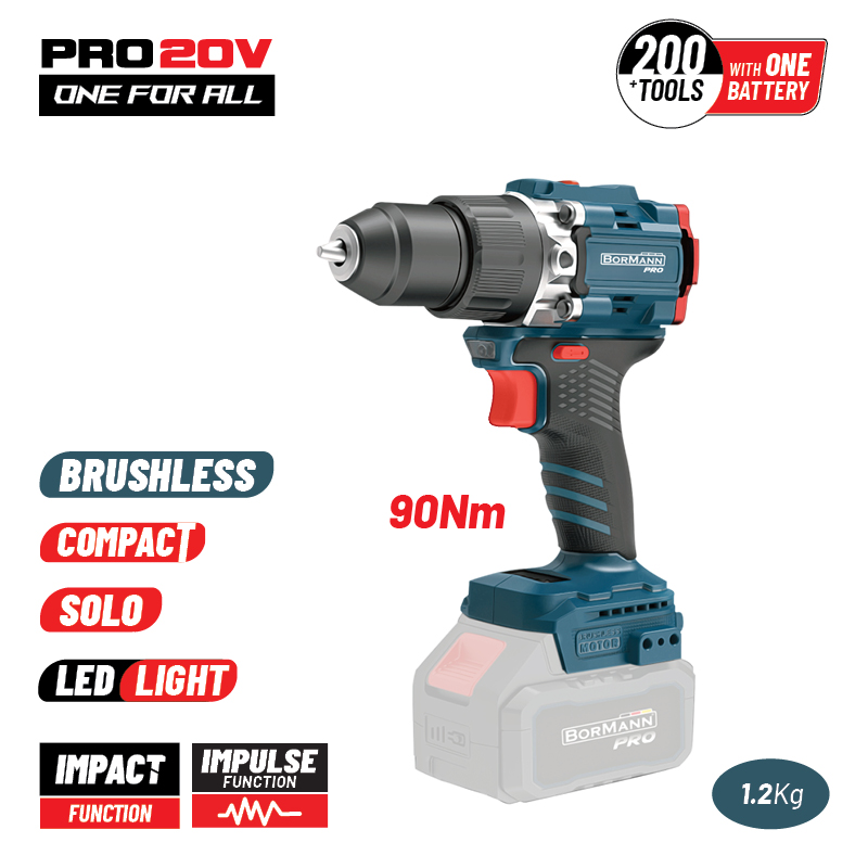 BORMANN Pro BBP5325 Δραπαν/βιδο Κρουστικό,Compact,Brushless Μπαταρίας 20V,Li-Ion,90Nm, 2 Ταχύτητες