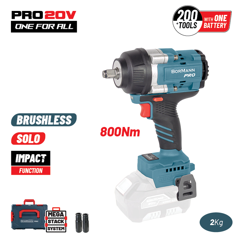 BORMANN Pro BBP5387CA Μπουλονόκλειδο,Brushless Mπαταρίας 20V,Li-Ion,800Nm,0-1400/1900/2400rpm,SOLO