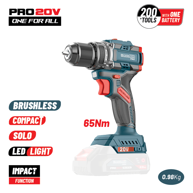 BORMANN Pro BBP5400 Δραπαν/βιδο Κρουστικό,Compact,Brushless 20V, Li-Ion, 65Nm με 2 Ταχύτητες
