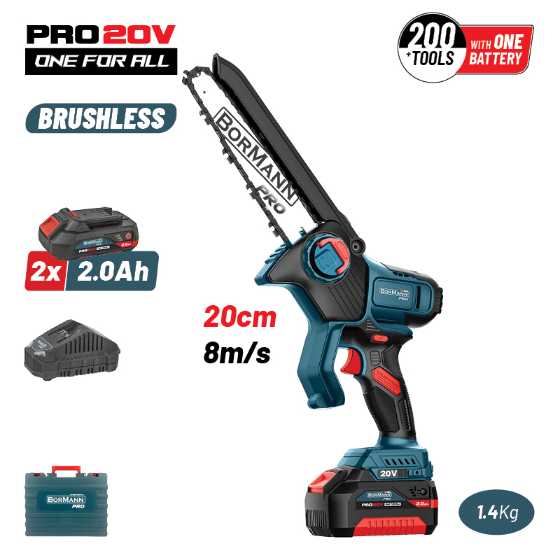 BORMANN Pro BBP5441X22C Κλαδευτικό Αλυσοπρίονο Mπαταρίας 20V Brushless,2x2Ah,Λάμα 20cm,1.3kg