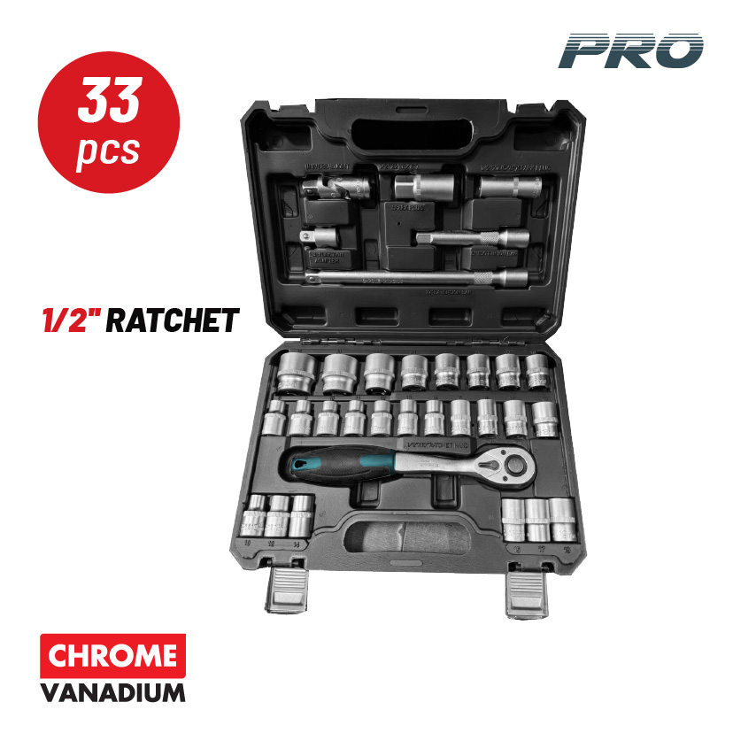 BORMANN Pro BHT5110 Σετ Καρυδάκια 1/2'' με Καστάνια και Προέκταση,33τεμ