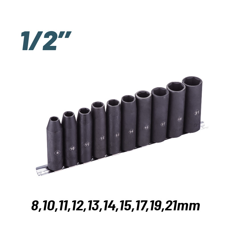 BORMANN Pro BHT7704 Σετ Καρυδάκια Aέρος Μακρυά 1/2'', 8,10,11,1213,14,15,17,19,21mm 10TEM