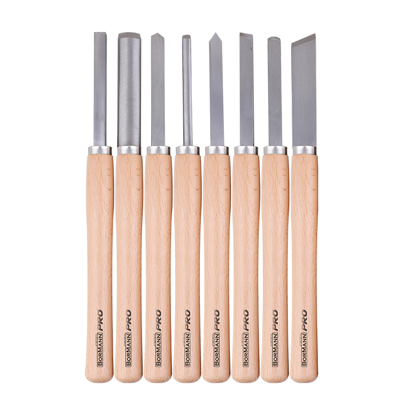 BORMANN Pro BHT7849 Σετ Σκαρπέλα με Ξύλινη Βάση (Ξυλογλυπτικής) 8 τμχ