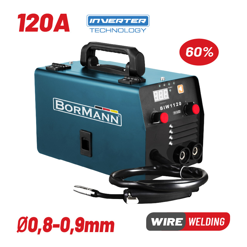 BORMANN Pro BIW1120 Ηλεκτροκόλληση MIG/MMA 120A,60% ,No Gas,450gr,Κουλούρα (0,8-0,9mm)