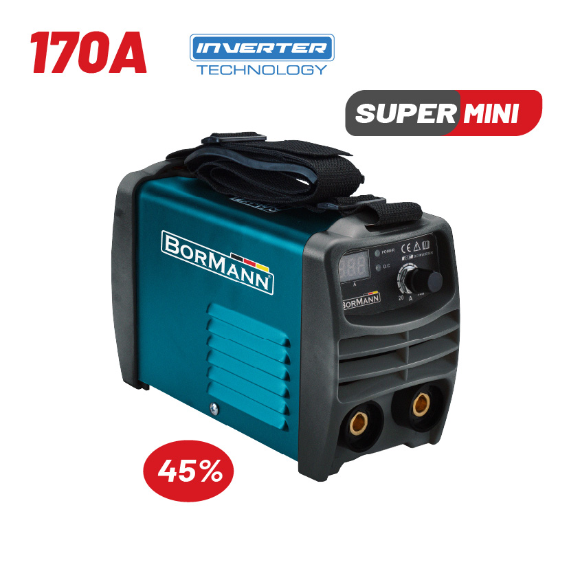 BORMANN BIW1570 Ηλεκτροκόλληση Inverter 170A,Απόδοση 170Α/45%,Ψηφ.Οθόνης,Μεγ.Ηλεκτρόδιο 4mm