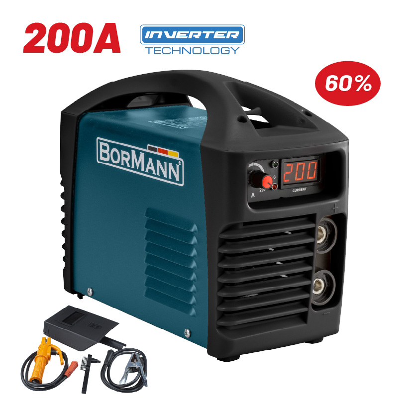 BORMANN BIW2010 Ηλεκτροκόλληση Inverter 200A,Απόδοση 200Α/60%,Ψηφ.Οθόνης,Μεγ.Ηλεκτρόδιο 4mm