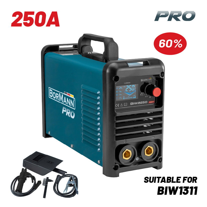 BORMANN Pro BIW2250 Ηλεκτροκόλληση Inverter,Synergic,Απόδοση 250Α/60%,Μεγ.Ηλεκτρόδιο 5mm