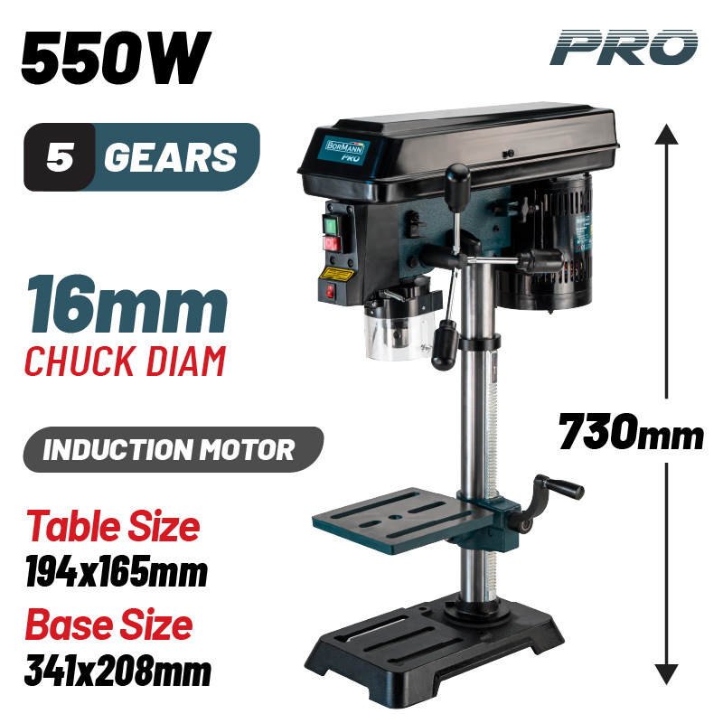 BORMANN Pro BKD1655 Κολωνάτο Δράπανο Με Λέιζερ, 16mm, 550W, H:730mm