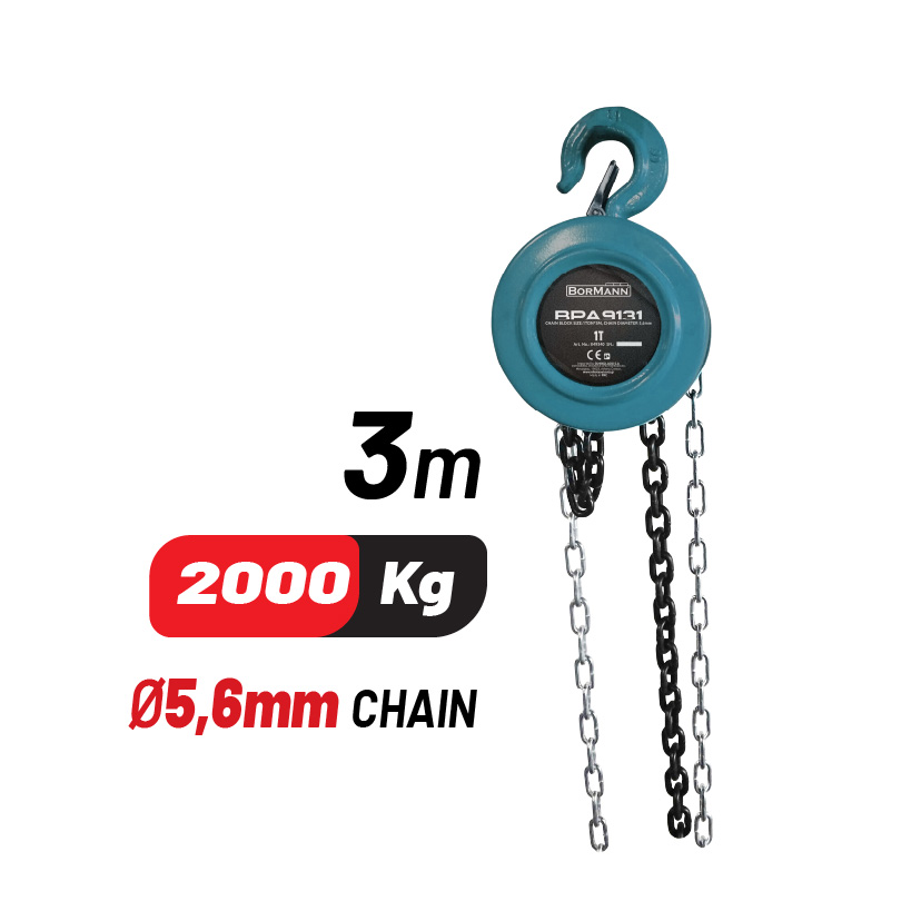 BORMANN BPA9231 Παλάγκο Αλυσίδας 2T, 3M, Διάμετρος Αλυσίδας 5.6mm
