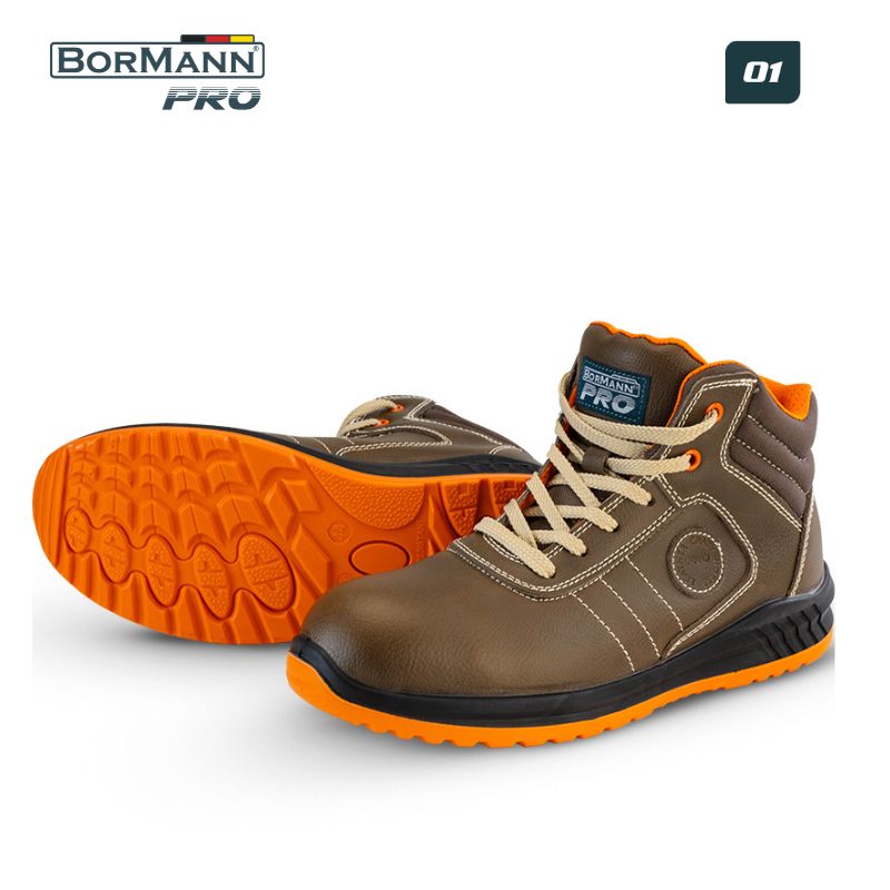 BORMANN Pro BPP8154 Μποτάκι Εργασίας O1, Δέρμα Nubuck, Dover No.44
