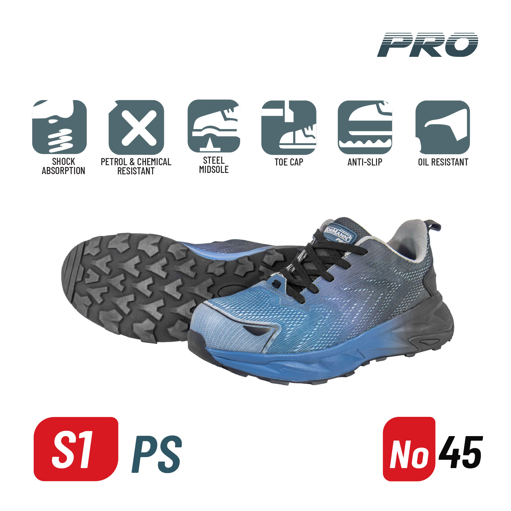 BORMANN Pro BPP8175 Παπούτσι Ασφαλείας S1PS ATLANTIC No 45