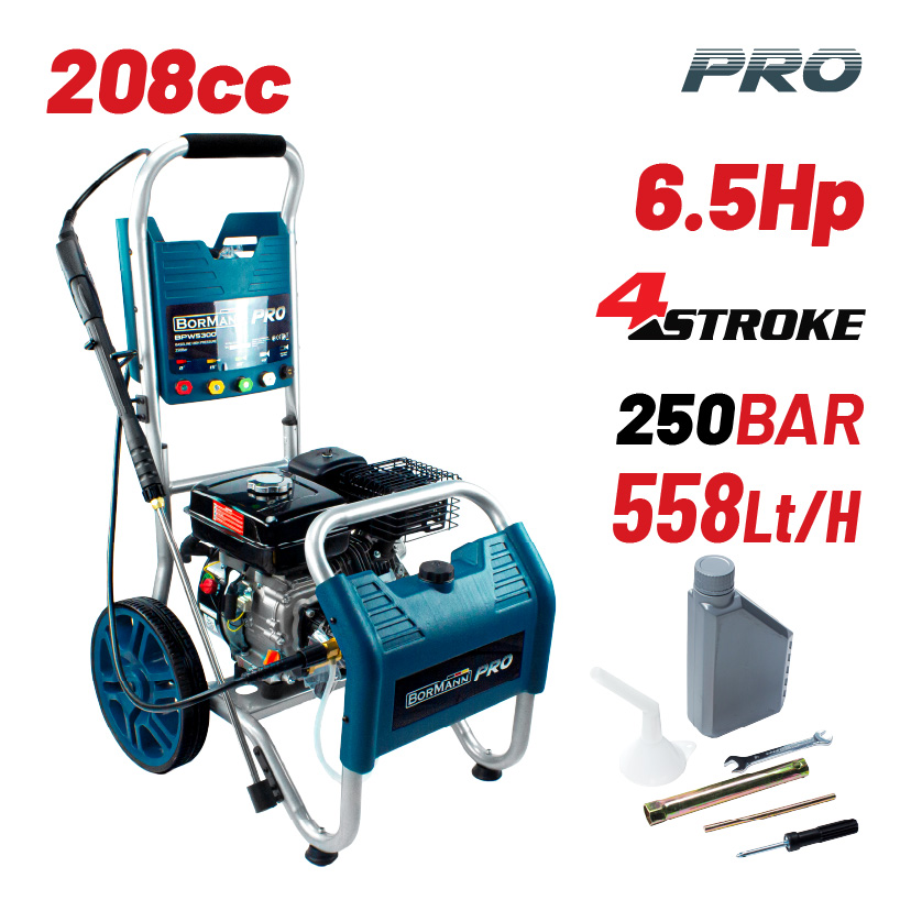 BORMANN Pro BPW5300 Πλυστικό Βενζινοκίνητο 250Bar/208cc,558L/h, 6.5Hp