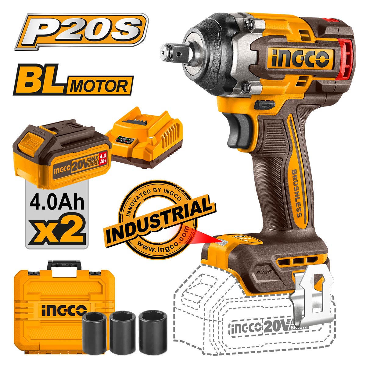 Μπουλονόκλειδο Κρουστικό Μπαταρίας 20V Li-Ion 500-650Nm