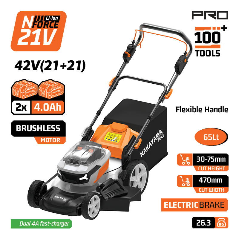 NAKAYAMA Pro EC1730X44 Μηχανή Γκαζόν Αυτοκινούμενη Μπαταρίας Brushless 42V,2x4Ah,Κοπή 47cm