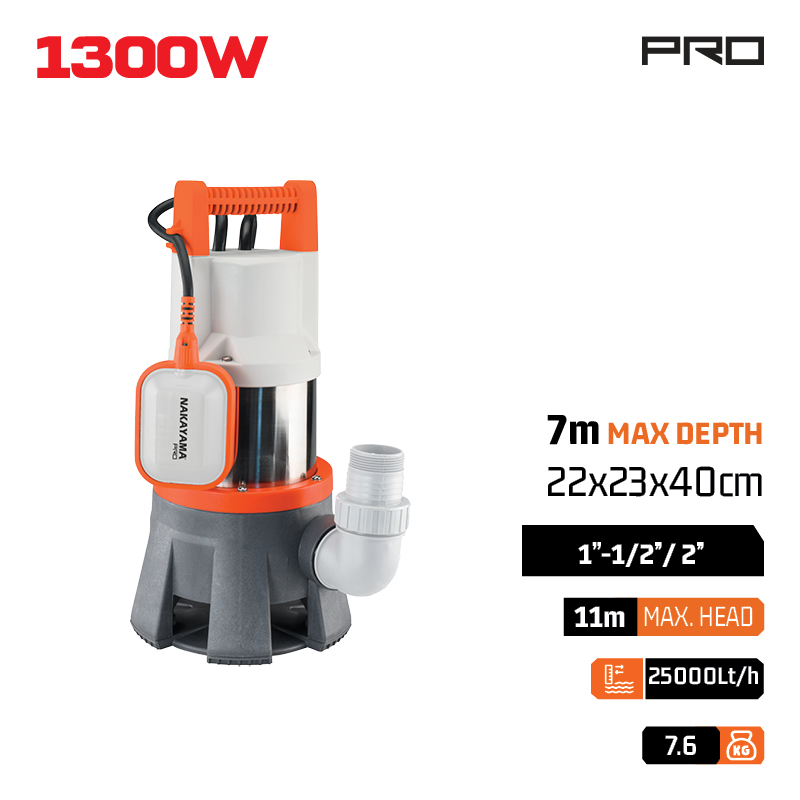 NAKAYAMA Pro NP1130 Αντλία Ακαθάρτων Inox,1300W