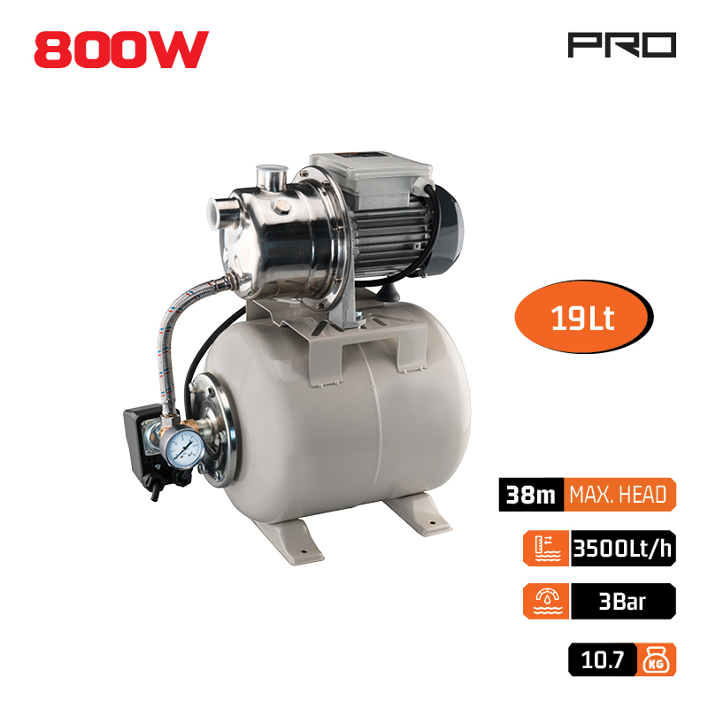NAKAYAMA Pro NP2105 Πιεστικό Συγκρότημα Με Δοχείο 19Lt Αντλία Inox 800W
