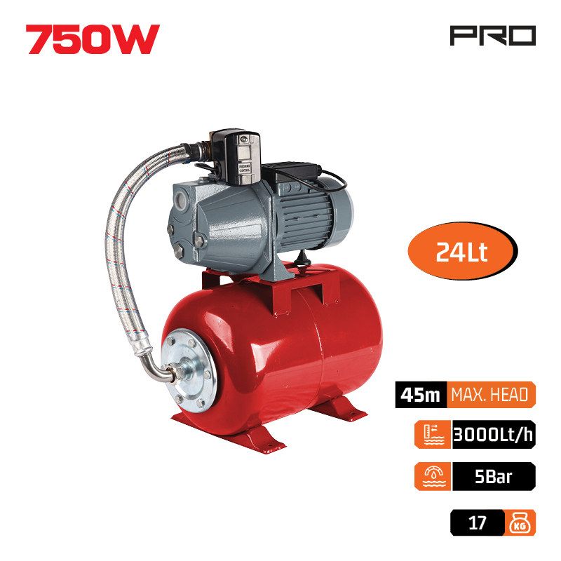 NAKAYAMA Pro NP2108 Πιεστικό Με Δοχείο 24Lt Αντλία Jet 750W