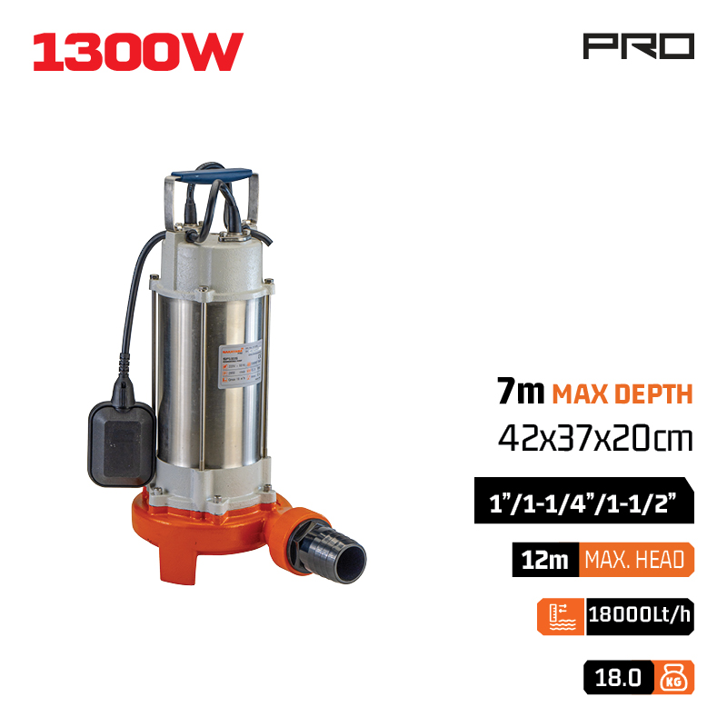 NAKAYAMA Pro SP1315 Αντλία Λυμάτων με Κοπτήρα 1300W