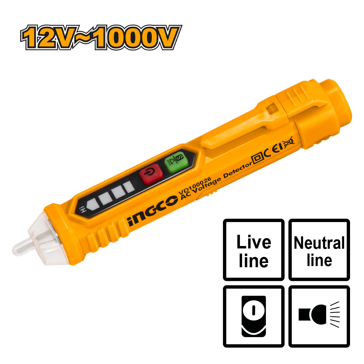 Ανέπαφο Δοκιμαστικό Τάσης AC 12-1000V/Φακός led
